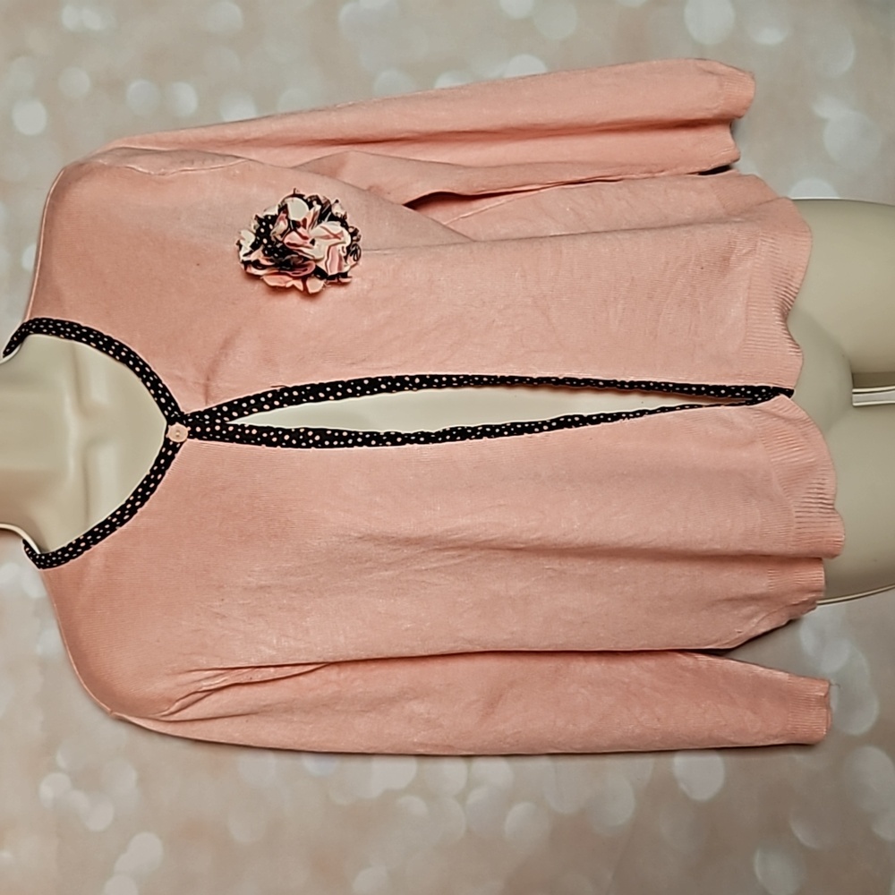 Vintage Y2K | Peach and Black Short Cardigan Sweater